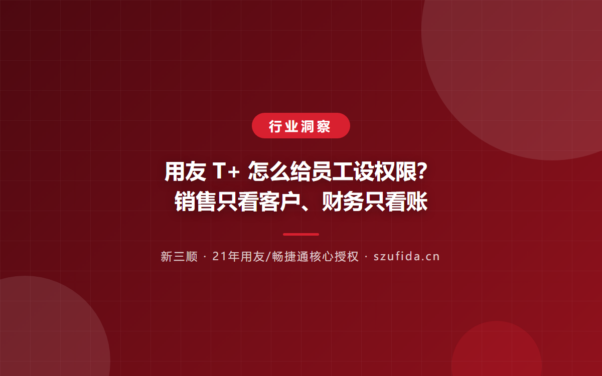 用友 T+ 怎么给员工设权限？销售只看客户、财务只看账